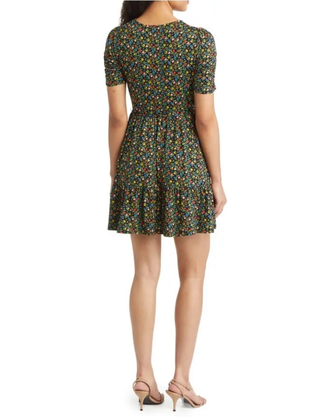 BODEN Short Sleeve Tiered Fit & Flare Minidress - Picture 2 of 5